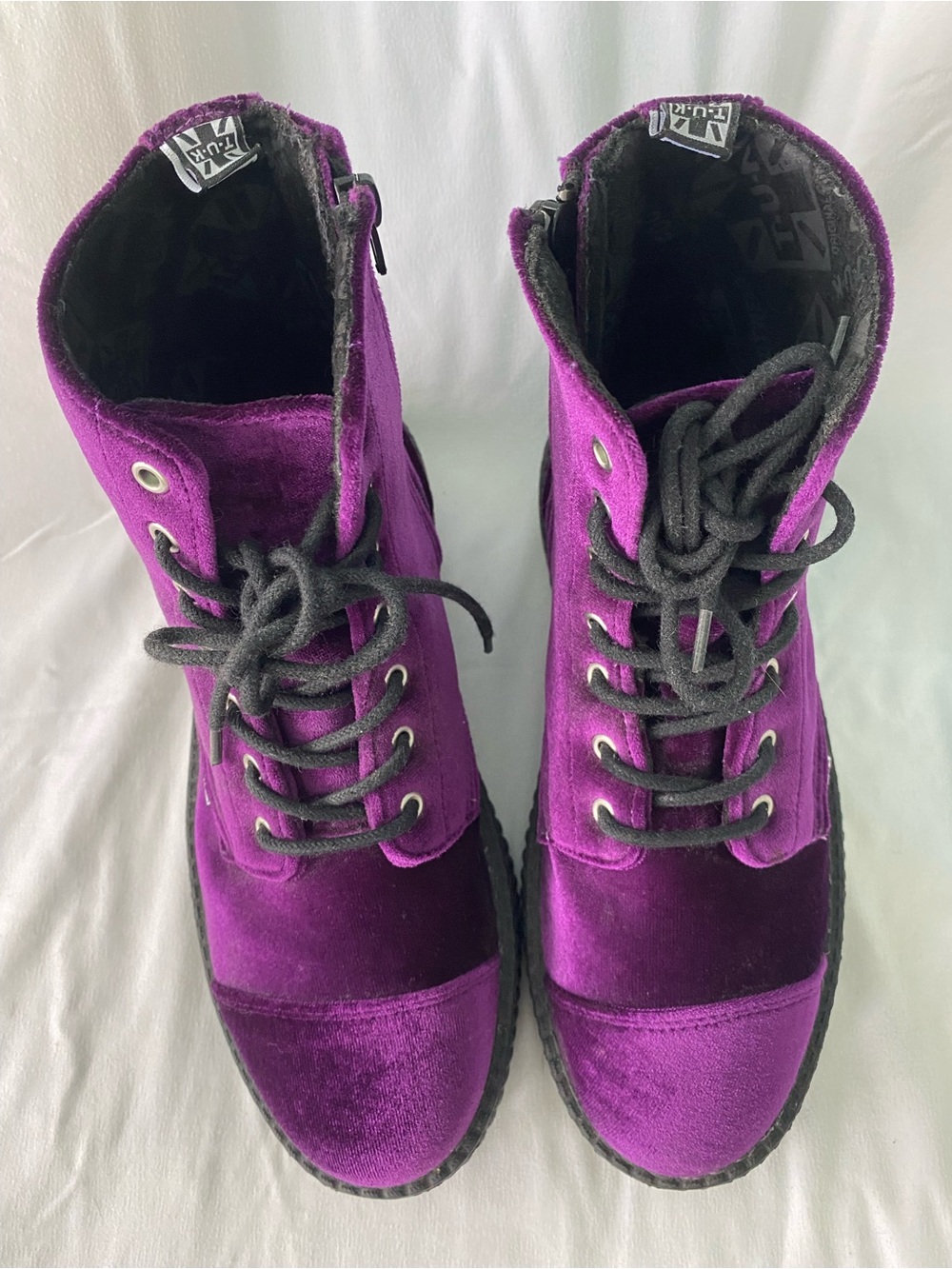 T.U.K. Purple Velvet Playform Boots - Picture 8 of 15